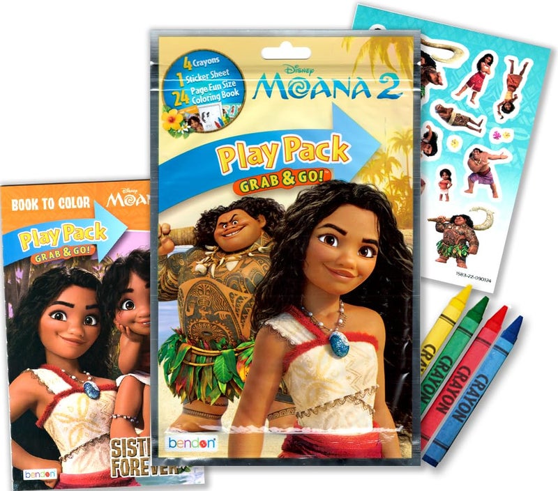 Bendon Disney Moana and Moana 2 Coloring & Activity Book Set - Bundle with Moana Stickers, Play Pack and More - Image 4